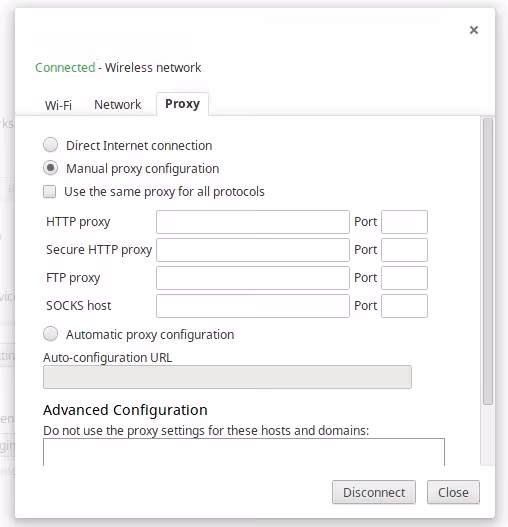 ChromeOS Proxy settings
