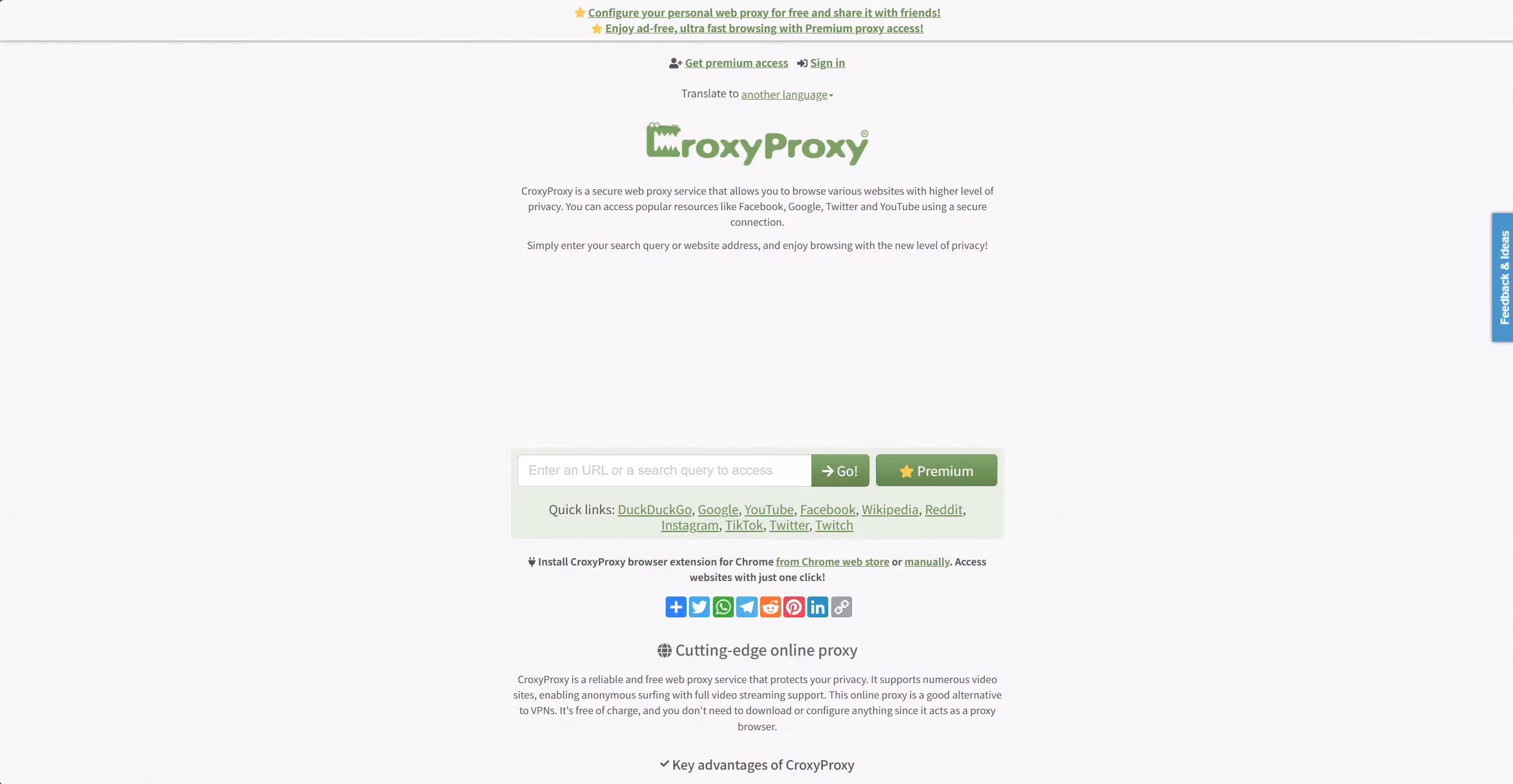 CroxyProxy homepage