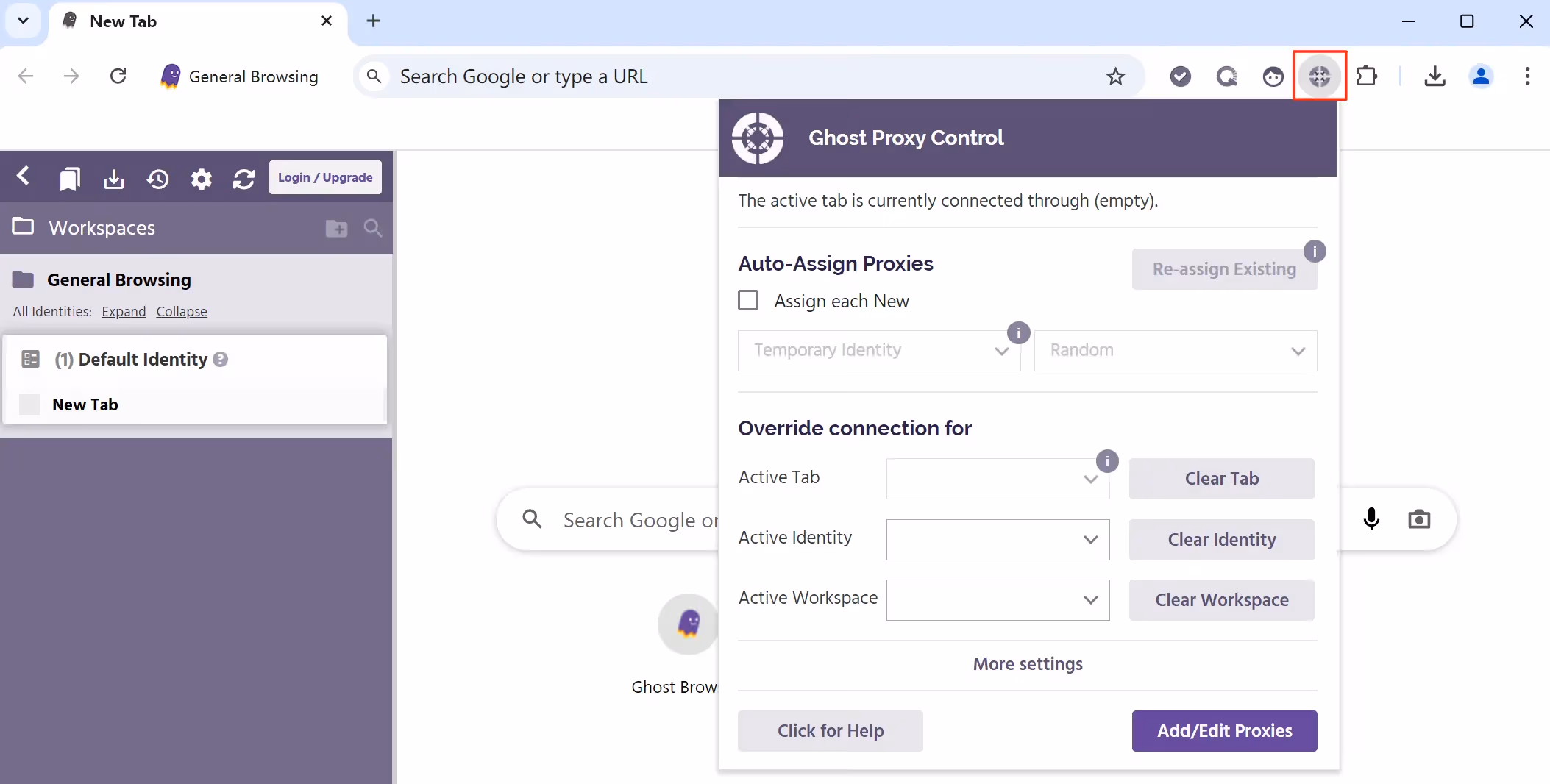 Ghost Browser Toolbar with Ghost Proxy Control