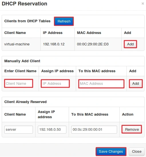 Router DHCP Reservation