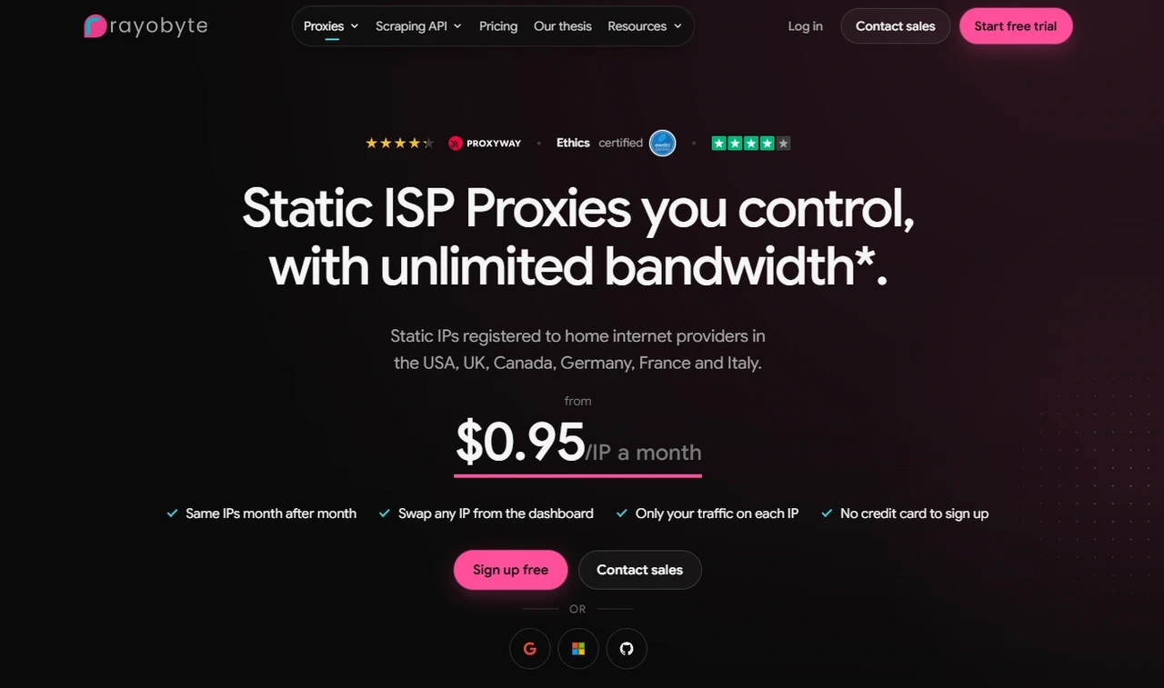 Rayobyte Static ISP Proxies