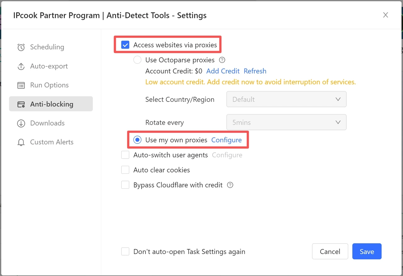 Access websites via proxies use my own proxies configure