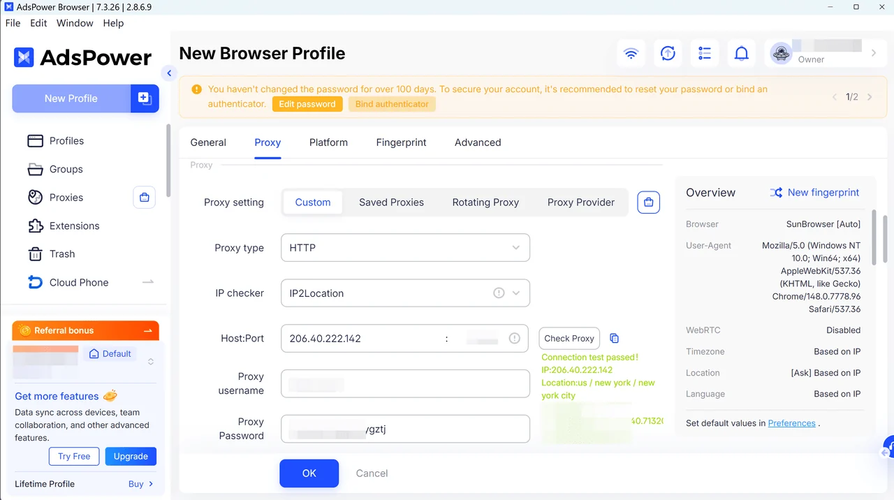 Add IPcook Proxy in AdsPower