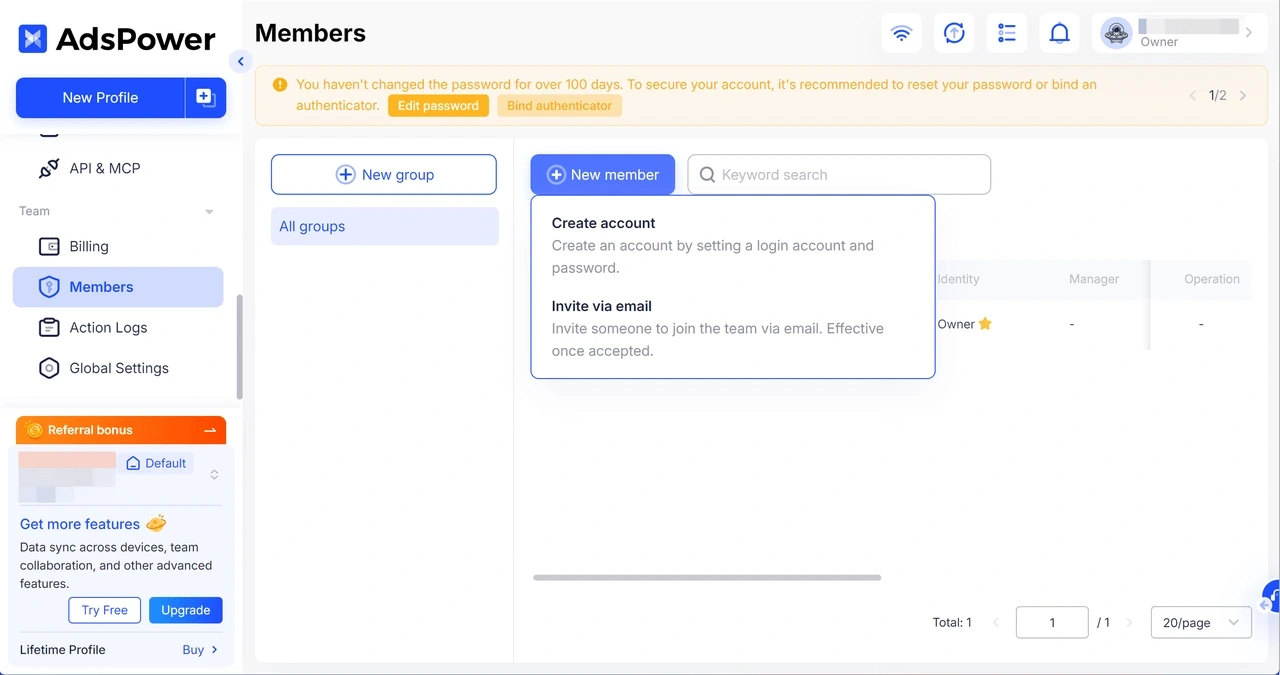 Add or Invite a Member in AdsPower