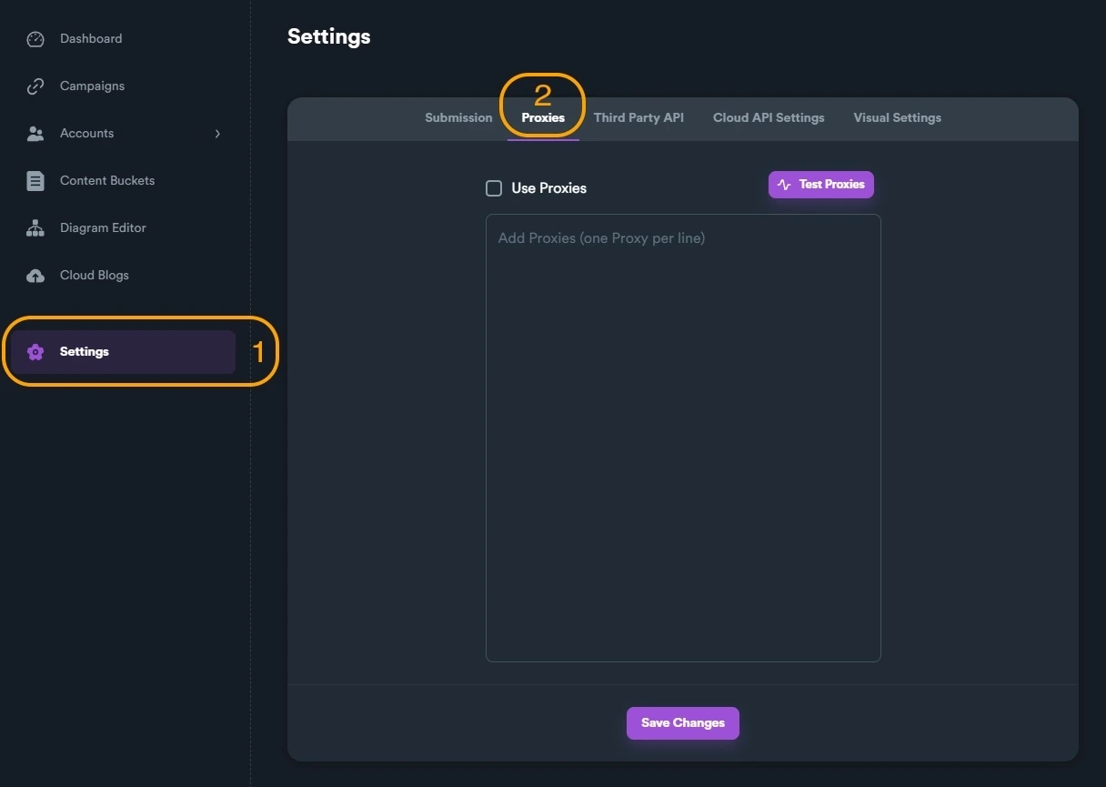 Add your SEO Neo proxy credentials
