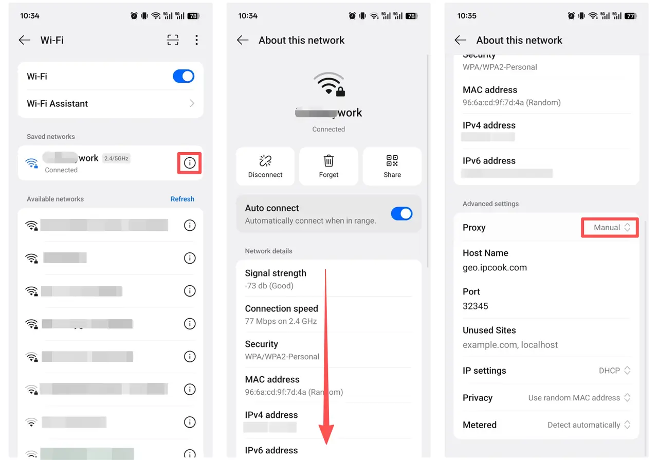 Android proxy settings