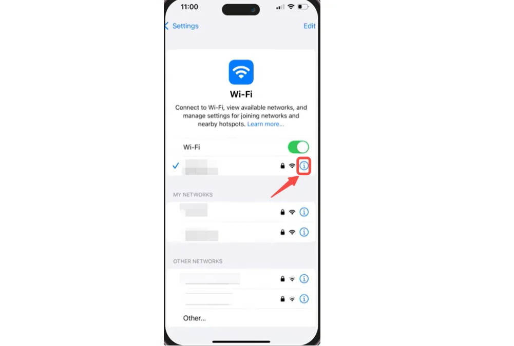 Tap the Info Icon Next to Your Wi-Fi Network