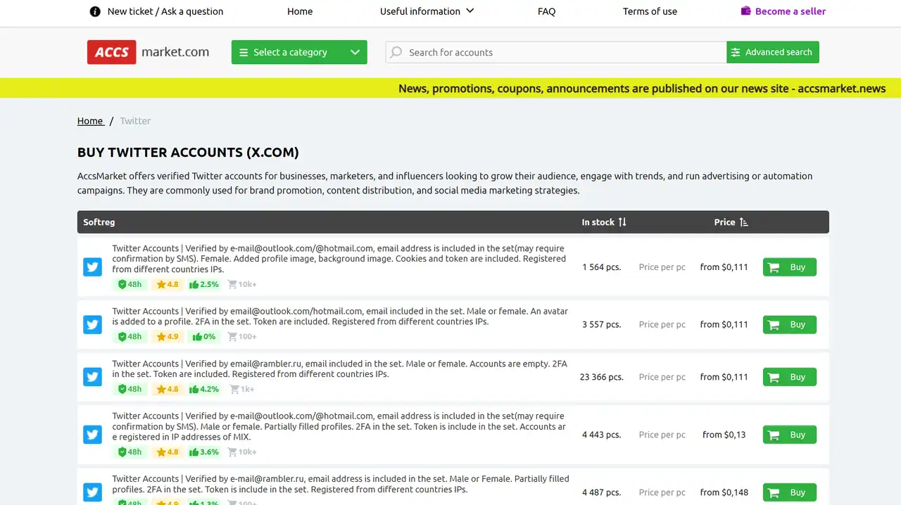 Buy Twitter Accounts On AccsMarket