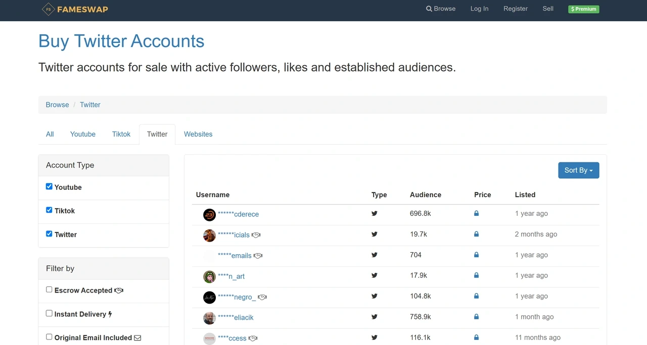 Buy Twitter Accounts On FameSwap
