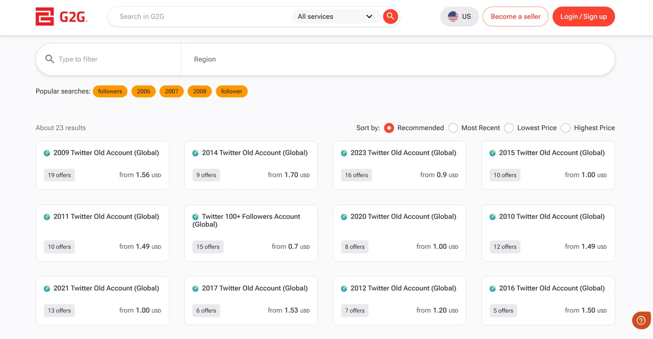 Buy Twitter Accounts On G2G