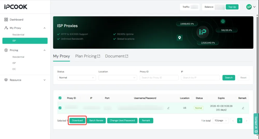 Choose an IPcook ISP Proxy Plan