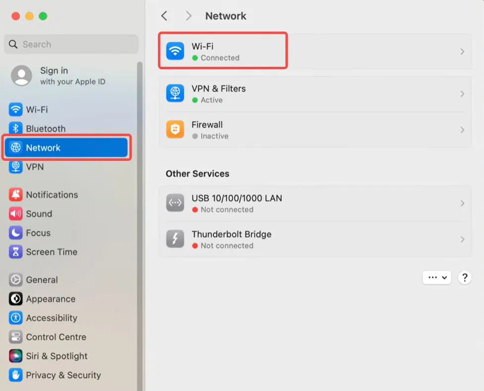 Click Network to Select WiFi