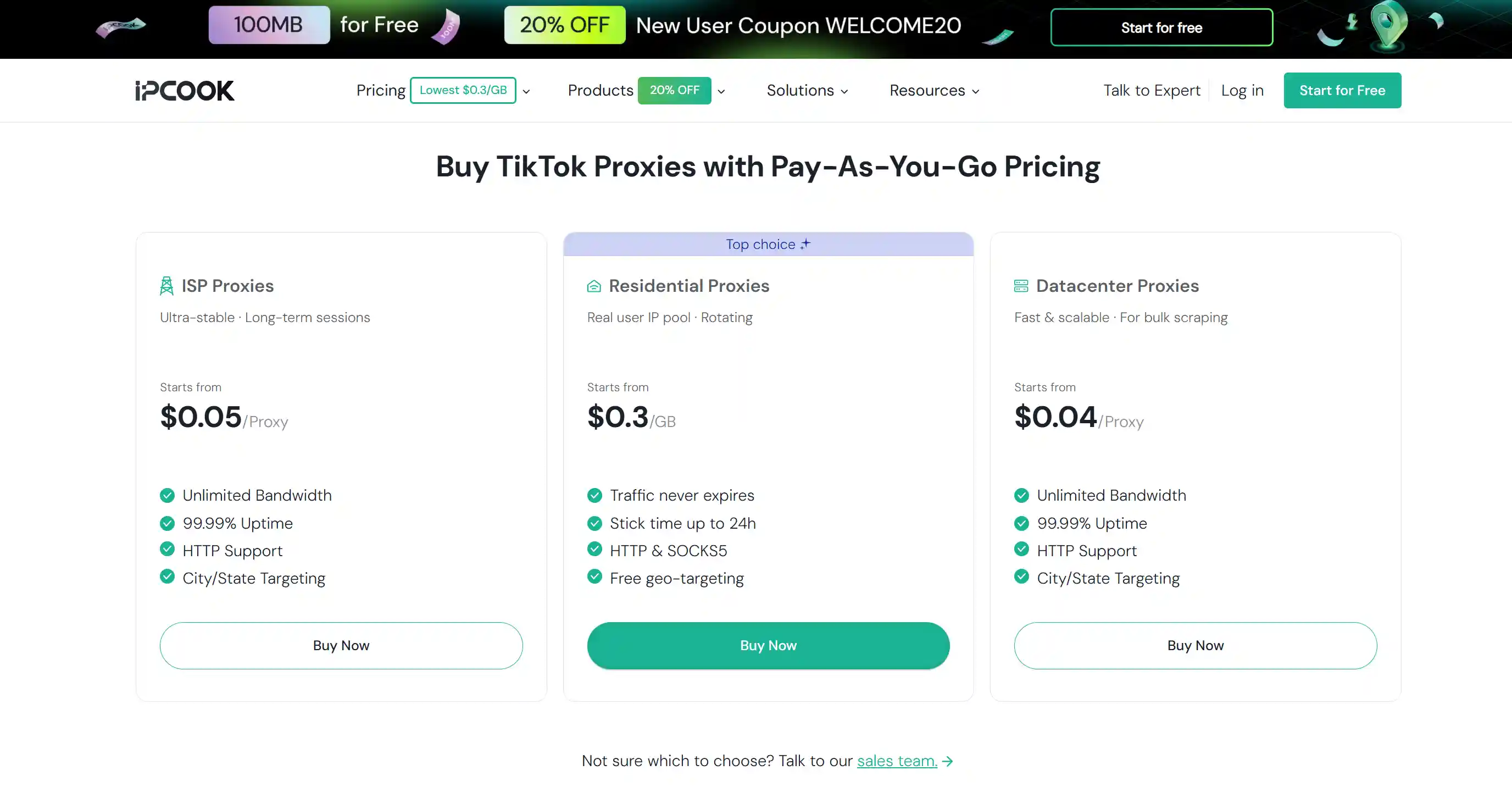 IPcook TikTok Proxy Types and Pricing