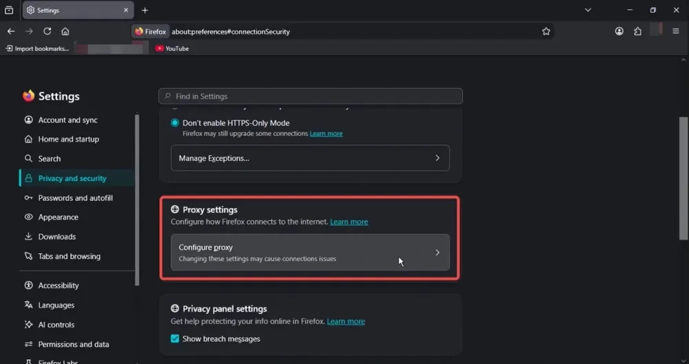 Select Configure Proxy