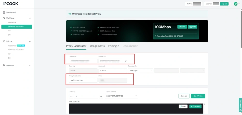 Configure Unlimited Proxy