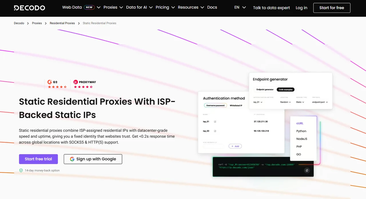 Decodo Static Residential Proxies