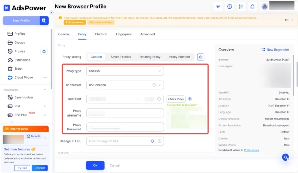 Add IPcook Proxy Details in AdsPower