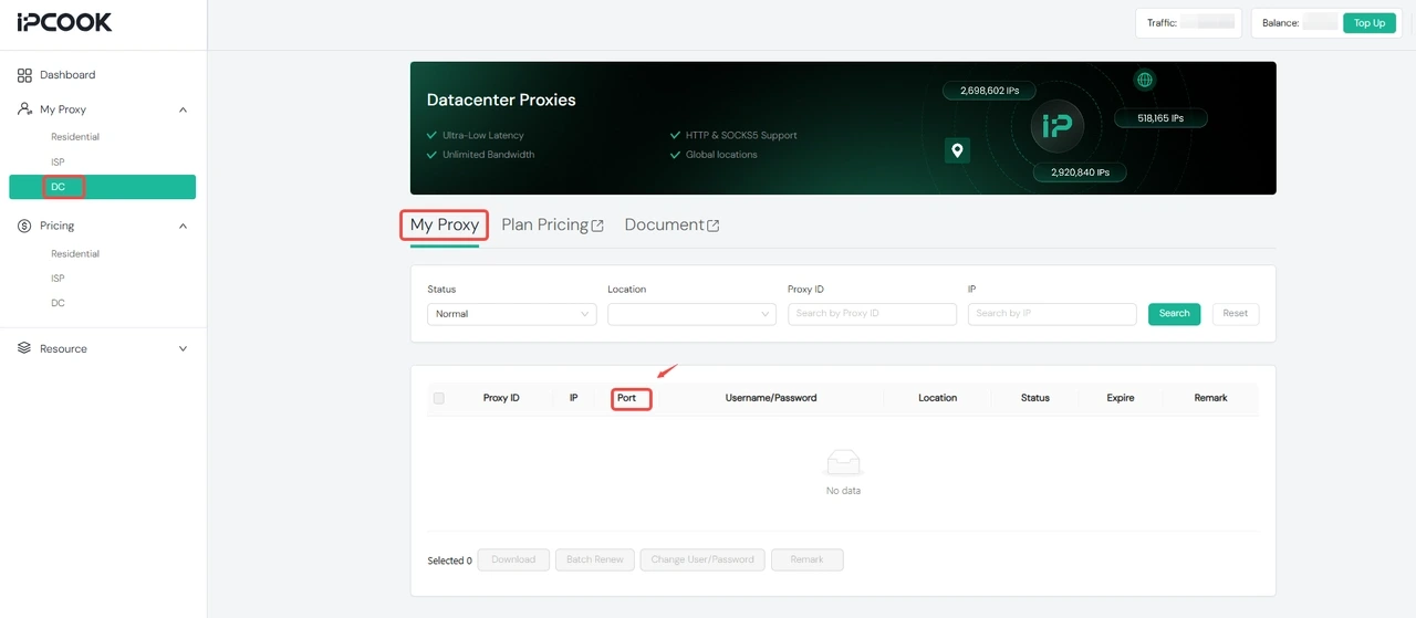 Find Datacenter Proxy Port In IPcook