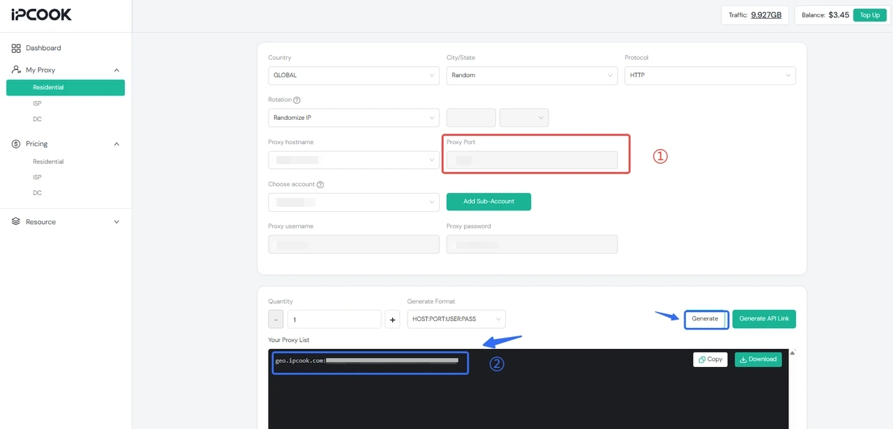 Find Residential Proxy Port In IPcook
