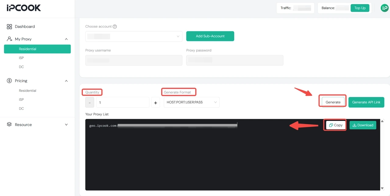 Generate Proxy Connection Details