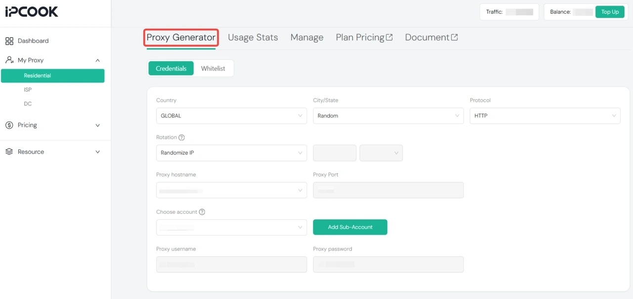 Generate Your Proxy Credentials