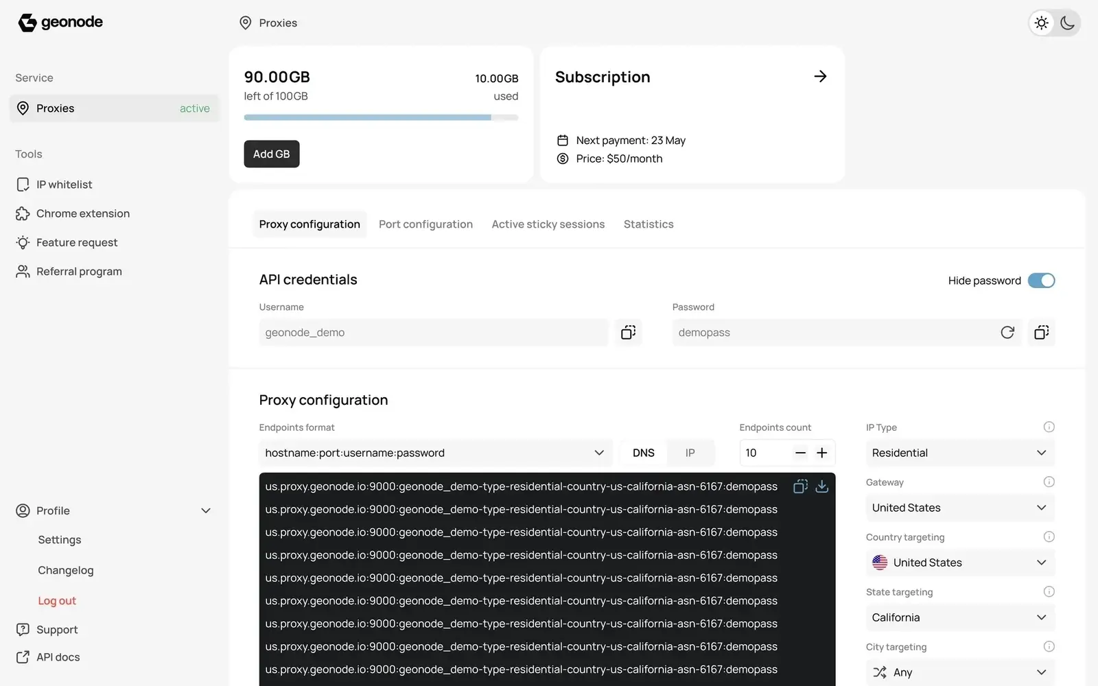 Geonode Proxy Interface