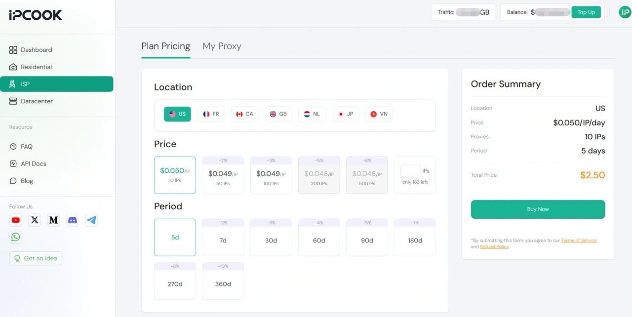 IPcook ISP Plan Pricing