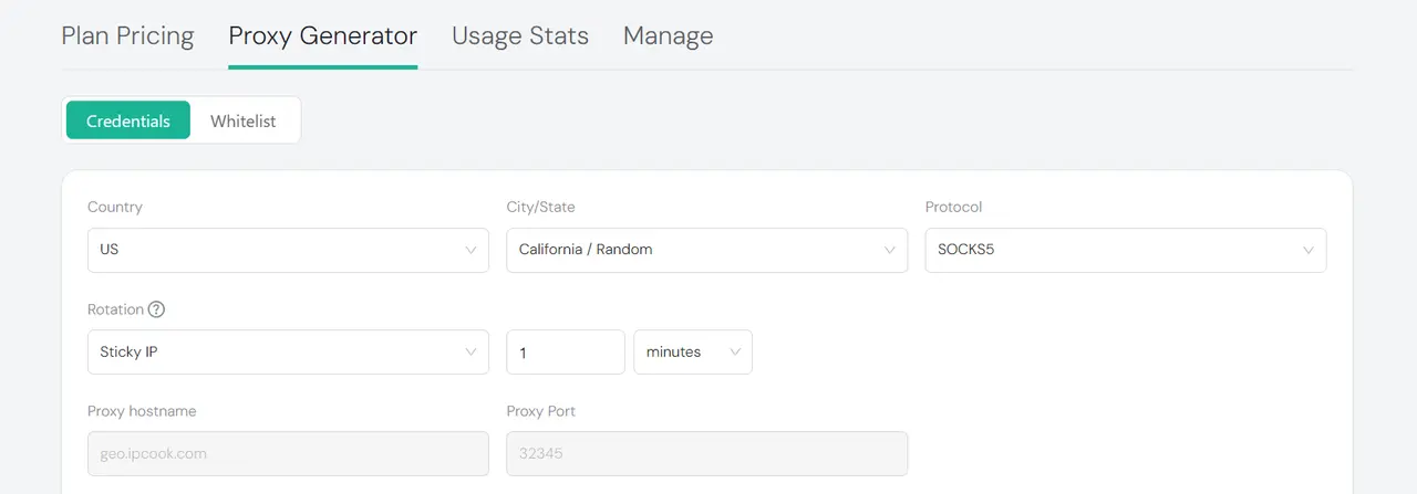 IPcook Residential Proxy Generator Credentials