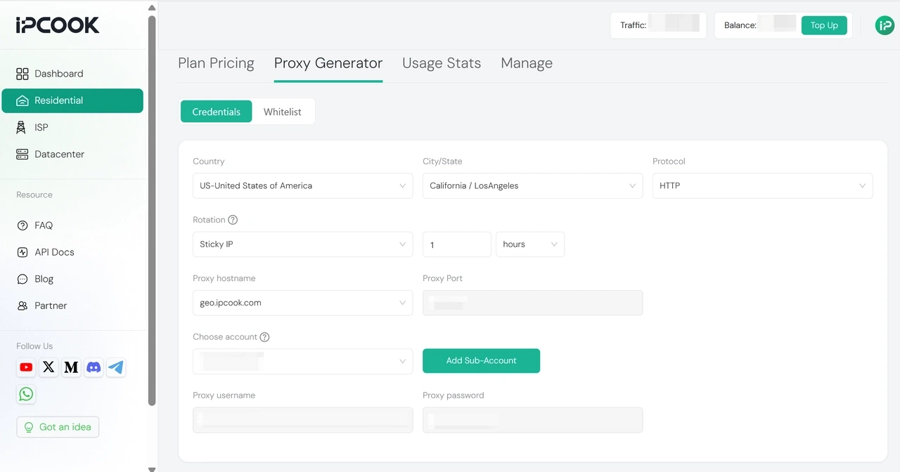 IPcook Residential Proxy Generator