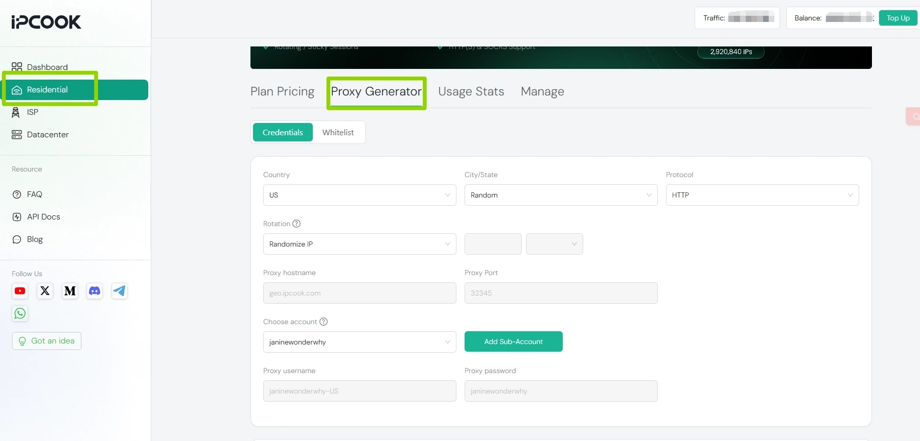 IPcook Rotating Residential Proxy