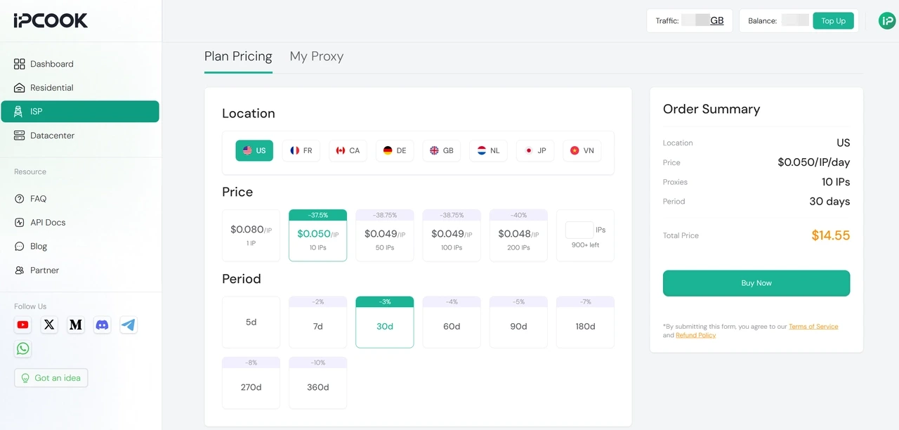 IPcook ISP Plan Pricing