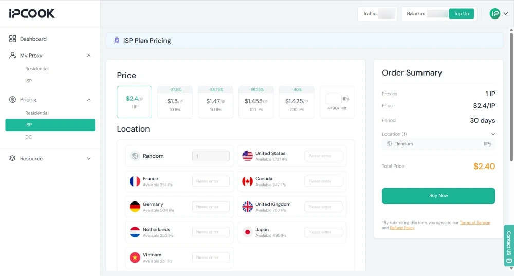 IPcook ISP Plan Pricing
