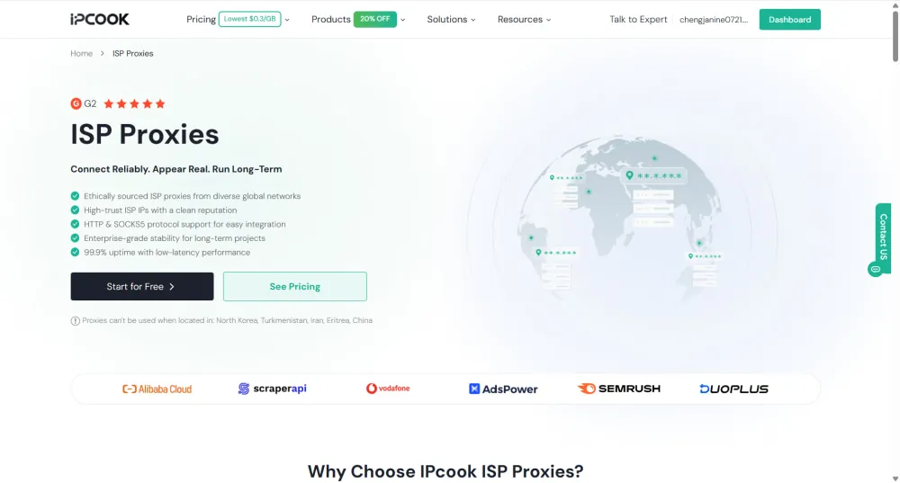 IPcook ISP Proxies
