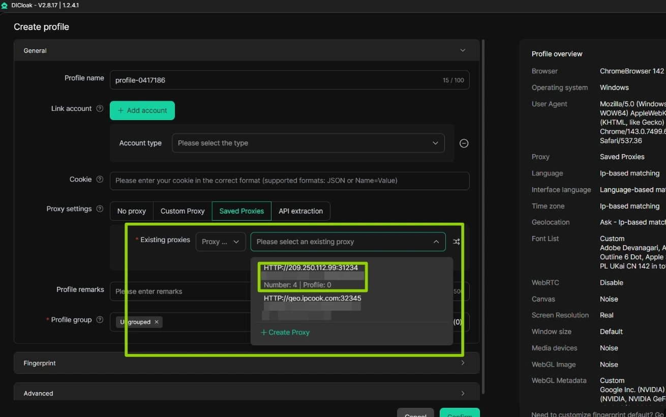 Launch Browser Profile in DICloak