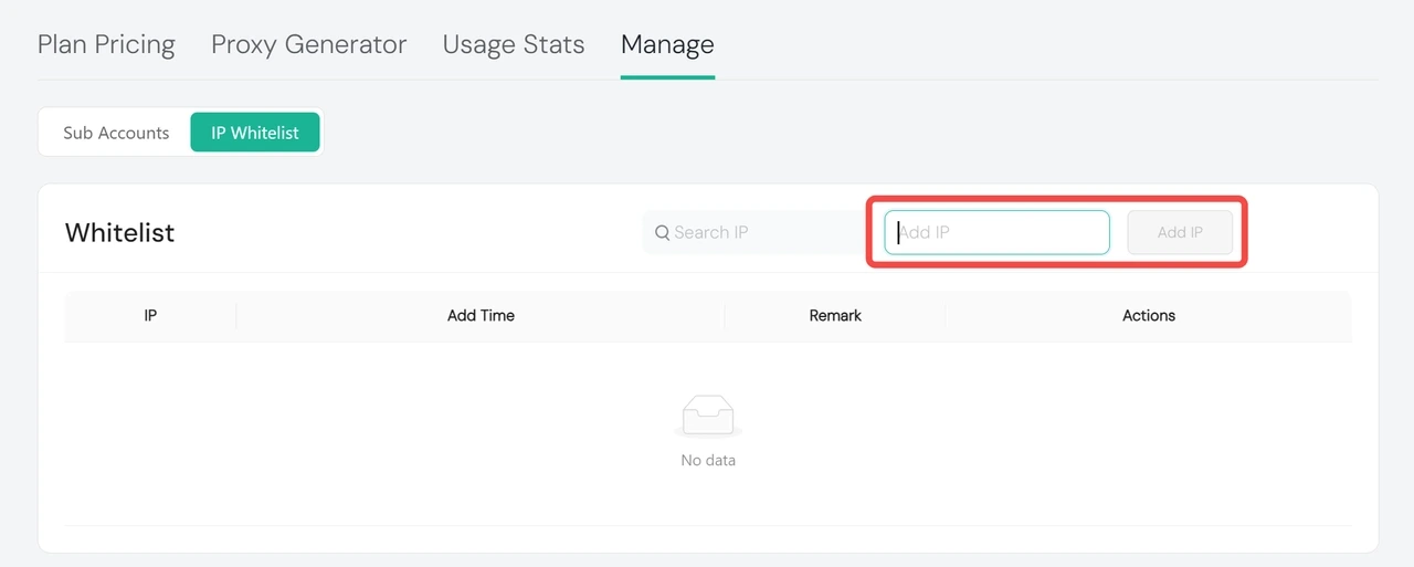 IPcook Manage IP Whitelist