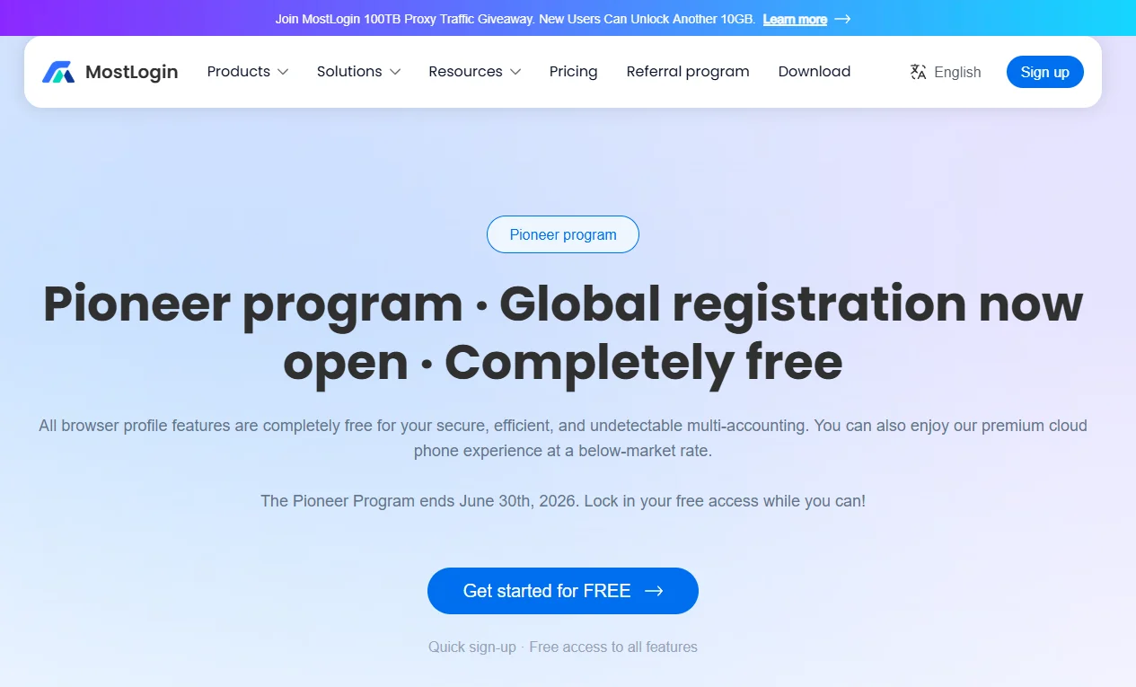 MostLogin Pioneer Program