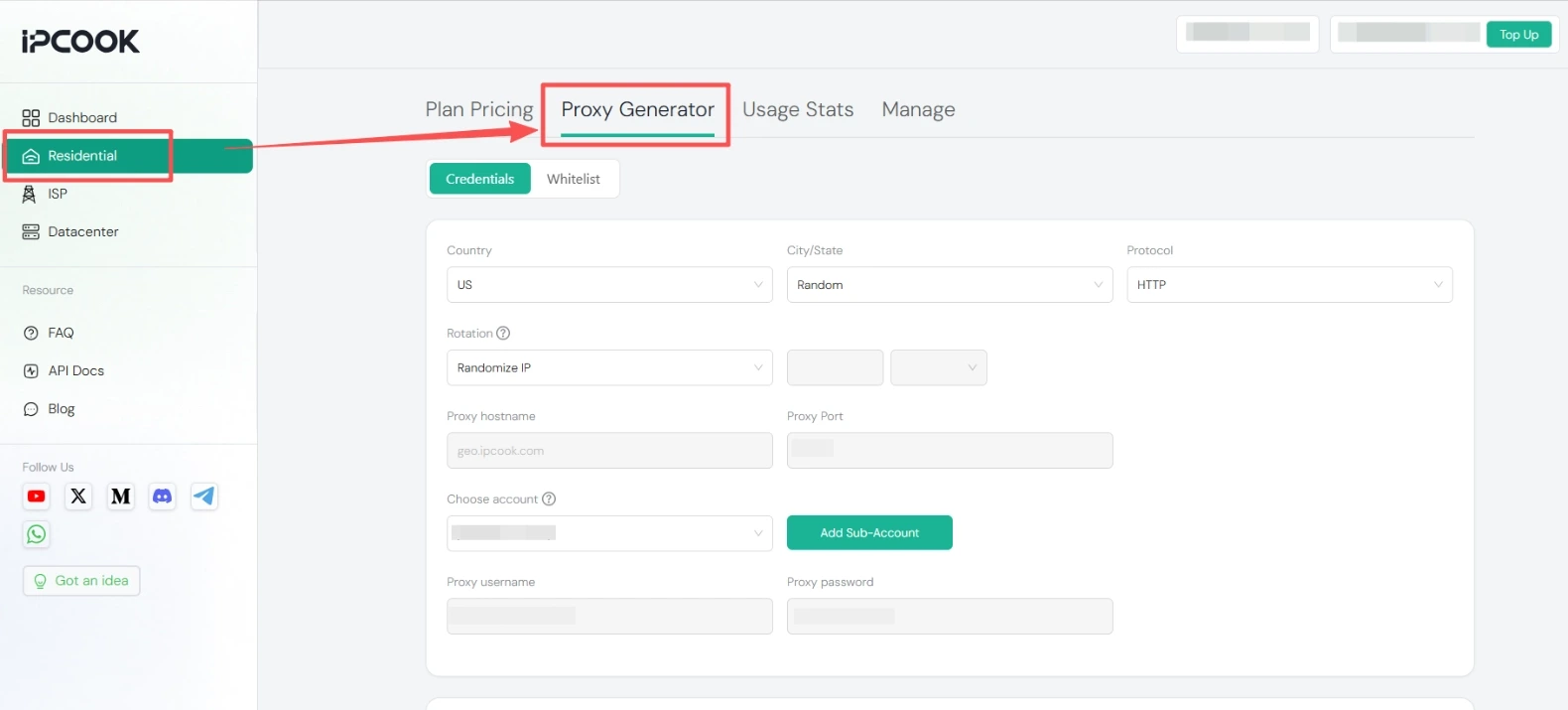 Obtain Residential Proxy in IPcook