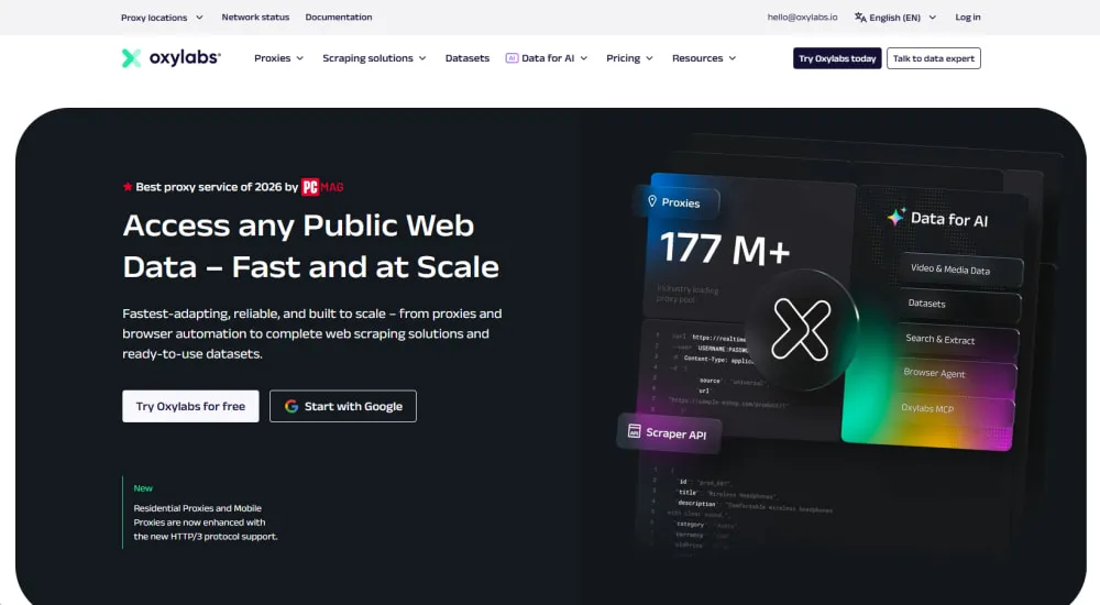 Oxylabs Homepage