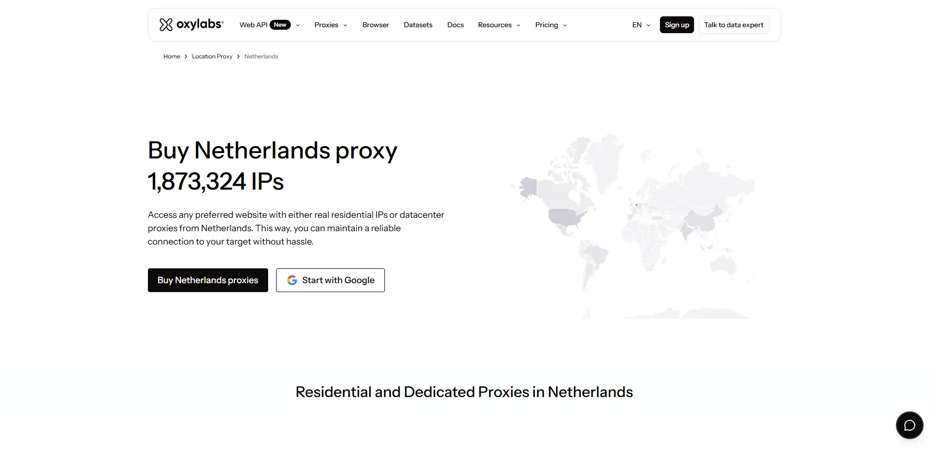 Oxylabs Netherlands Proxy Page