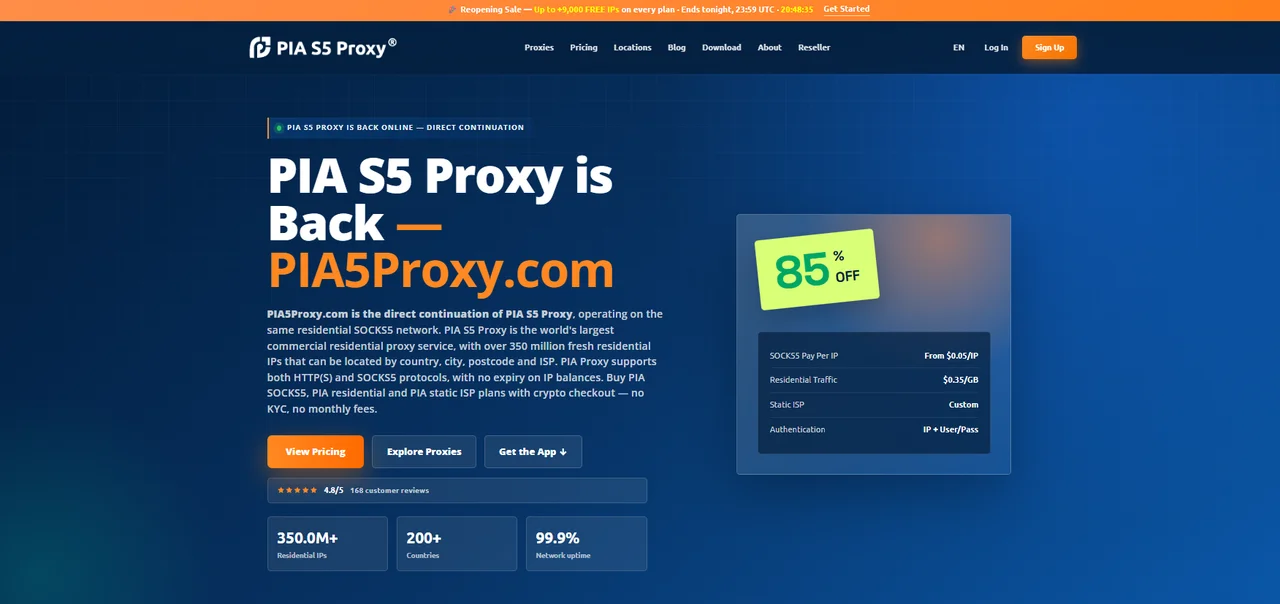 PIA S5 Proxy New Website