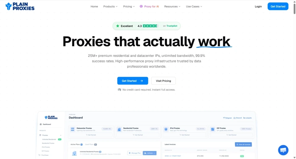 PlainProxies Homepage