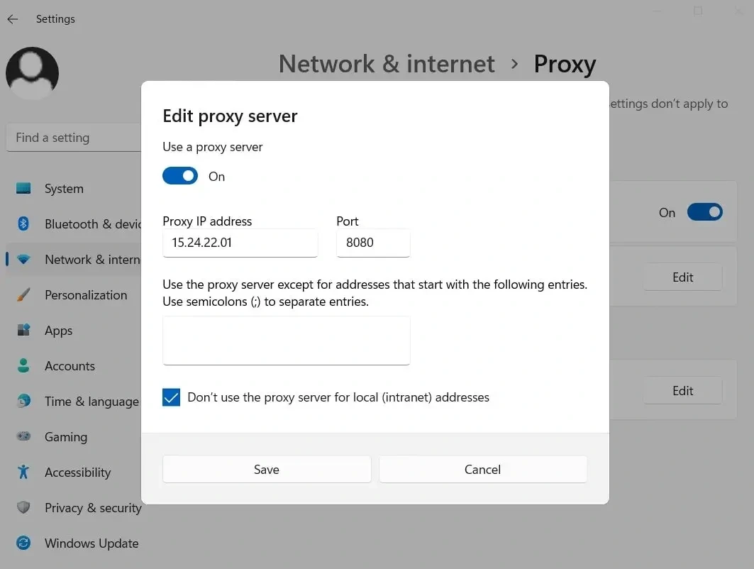 Proxy Settings on Windows