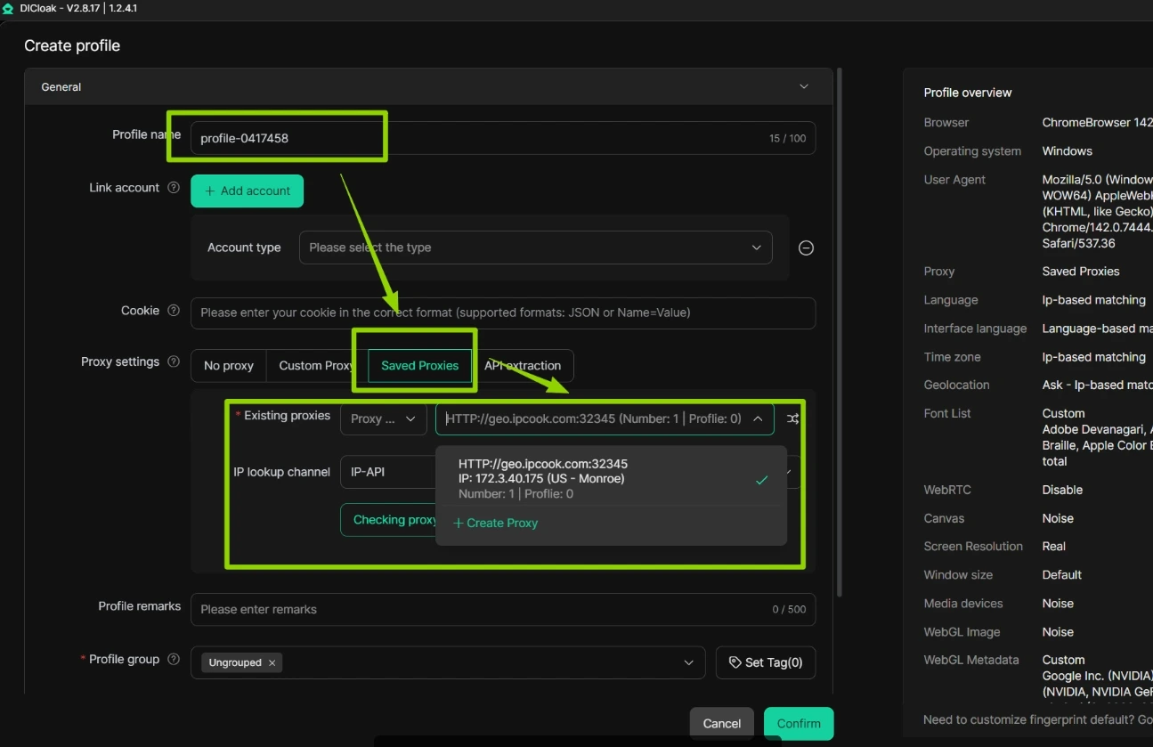 Proxy Setup in DICloak