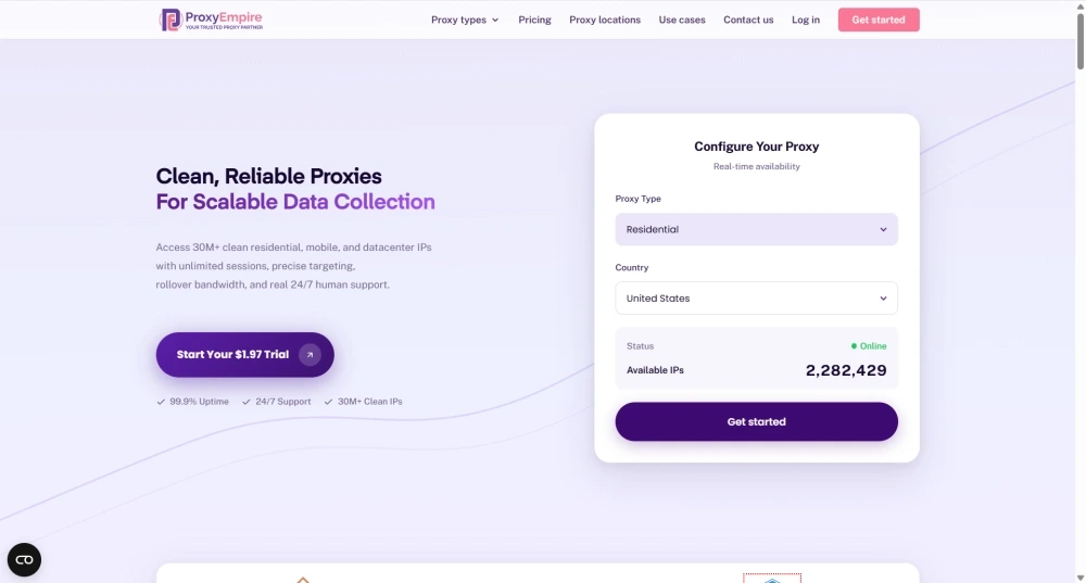 ProxyEmpire Homepage