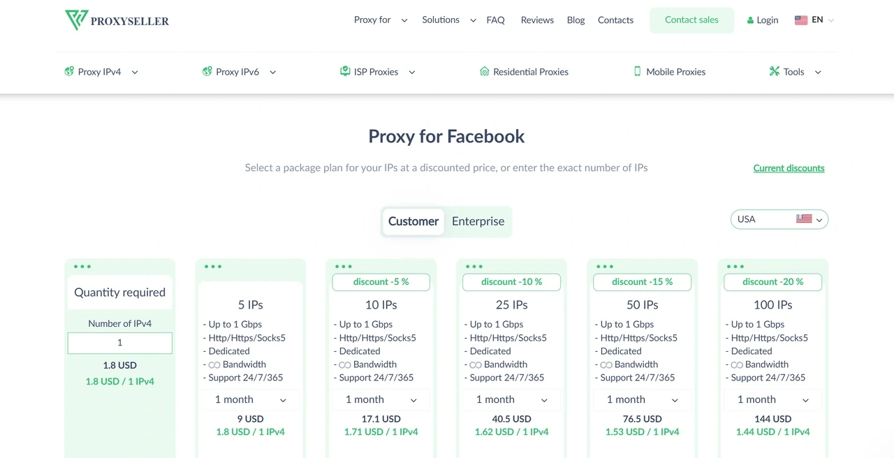 ProxySeller Proxy for Facebook