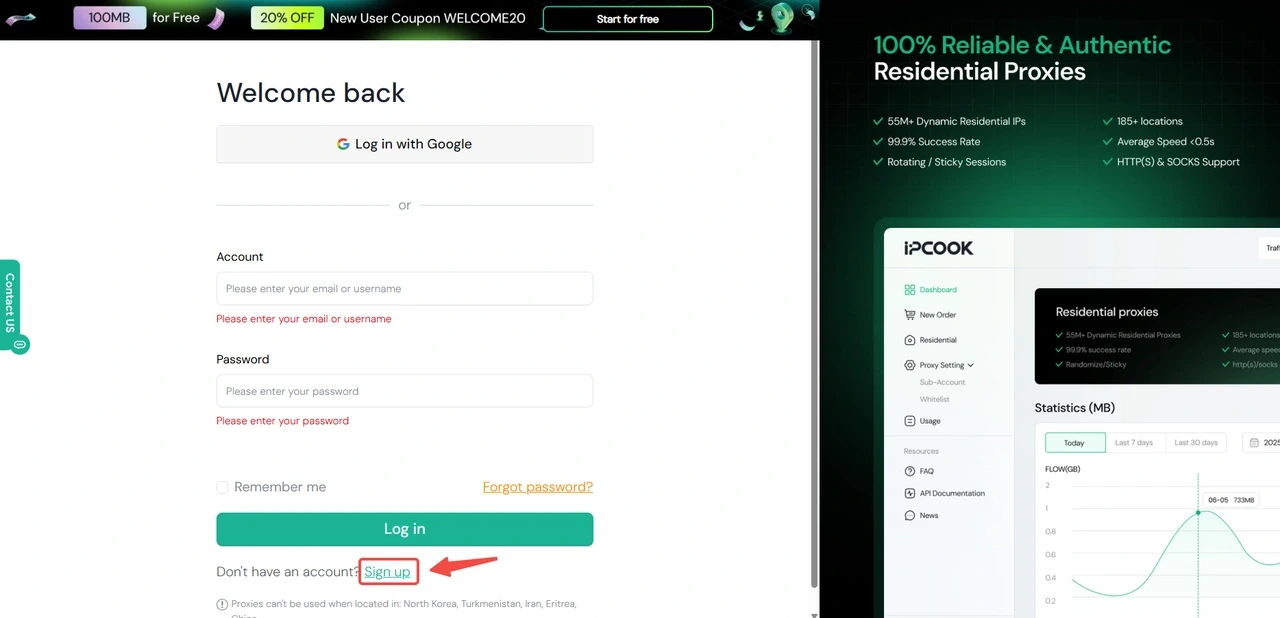 Register an IPcook Account