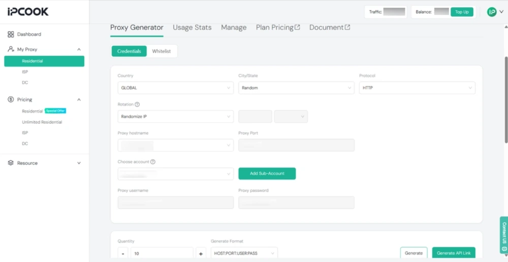 IPcook Residential Proxy Generator