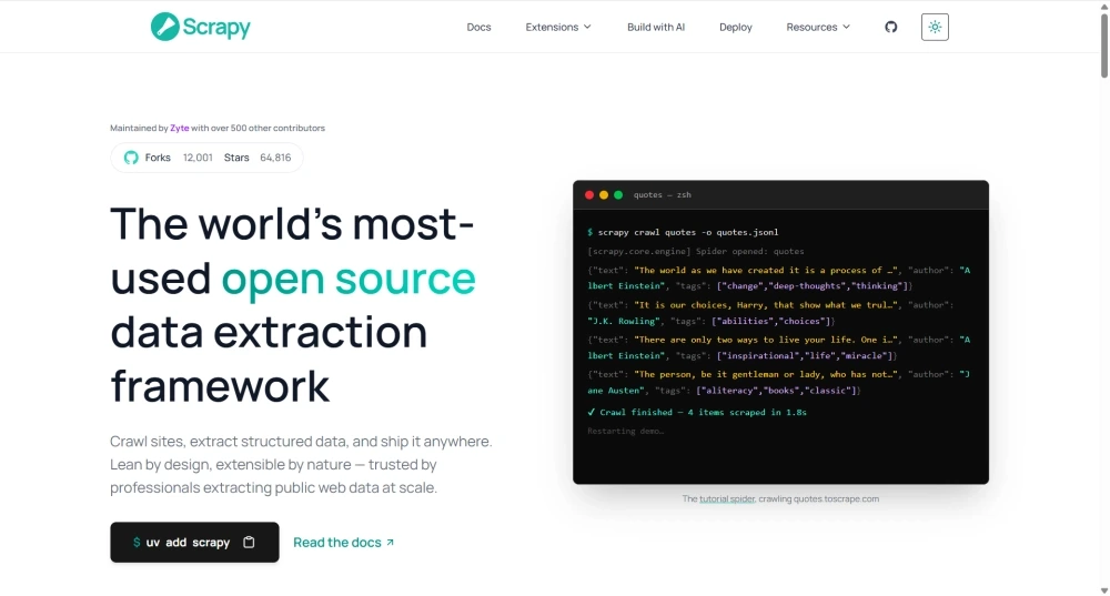 Scrapy Homepage