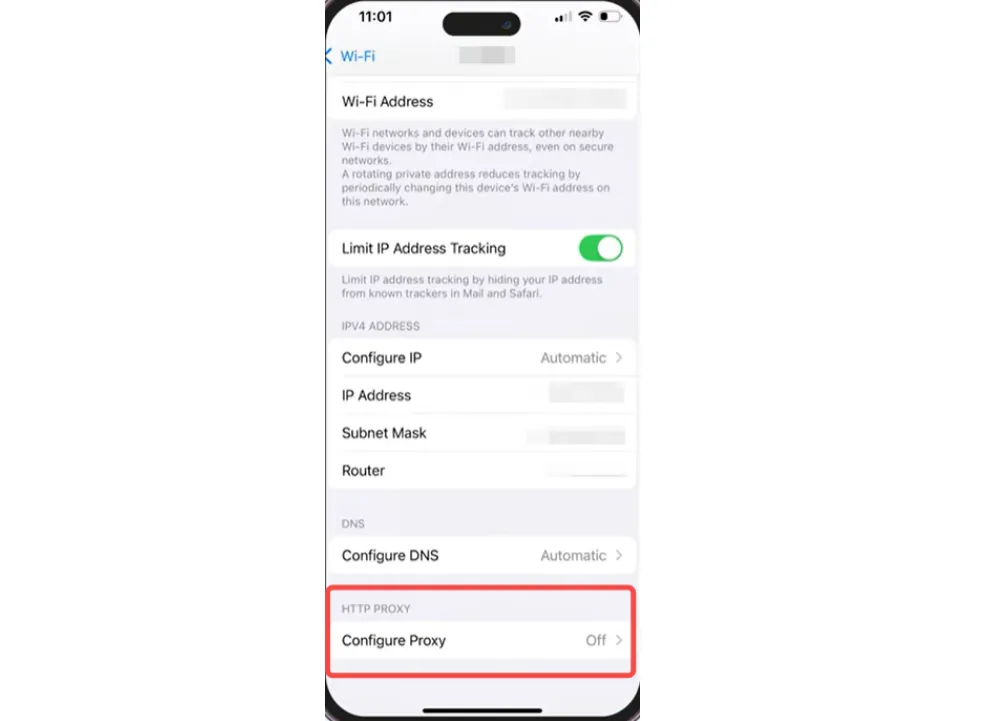 Select the Configure Proxy Option