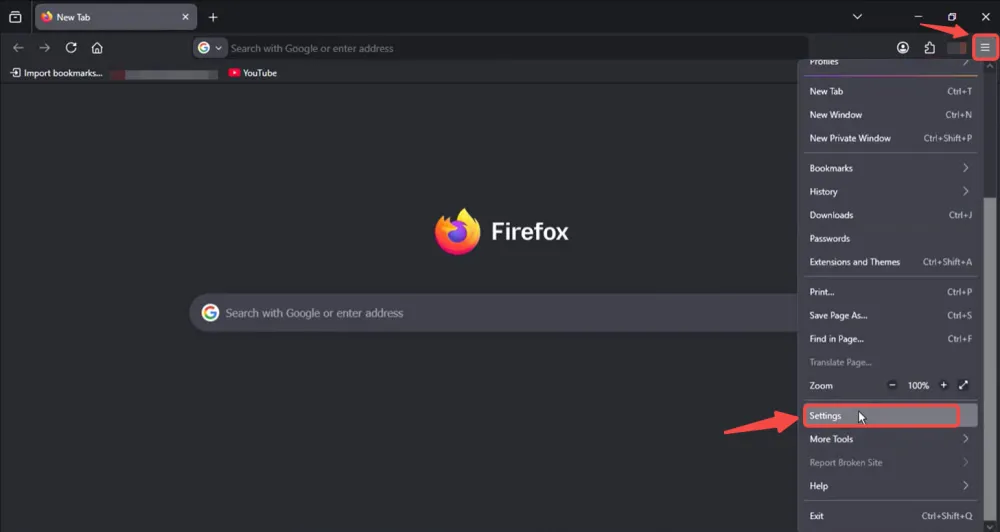 Click Menu Icon and Select Settings